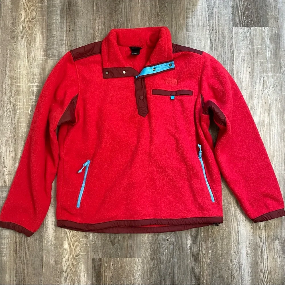 North Face Men’s Royal Arch Red Sherpa 1/4-Snap Fleece Pullover NWOT-size Large
